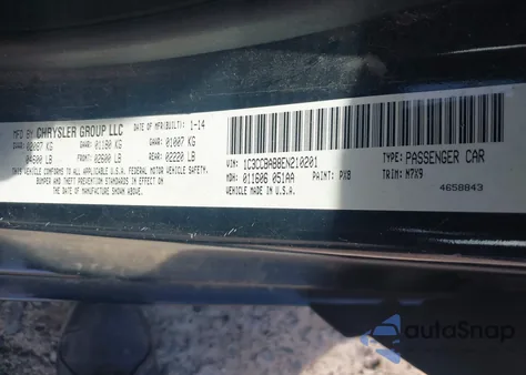 2014 Chrysler 200 Lx from USA, damaged, VIN 1C3CCBAB8EN210201